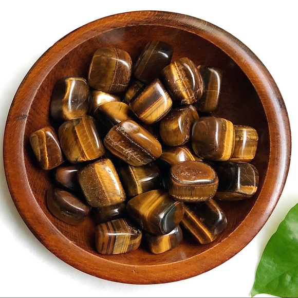 2pcs • Tiger’s Eye Tumbled (Medium) Stones - Picture 2 of 4